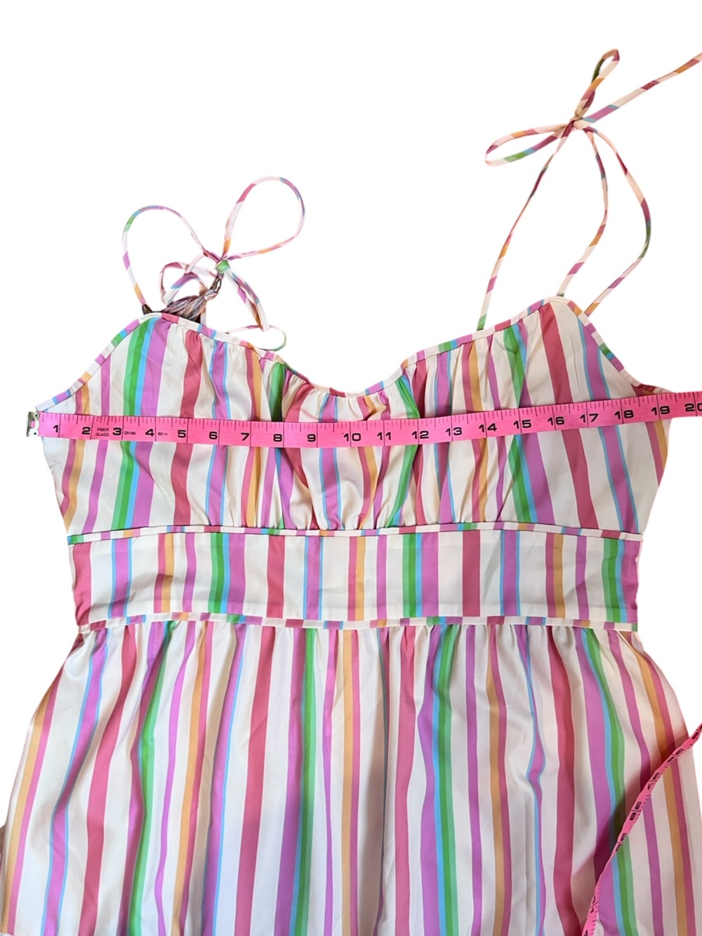 Chicwish Candy Stripe maxi dress with Pom Poms size Large - Picture 10 of 12